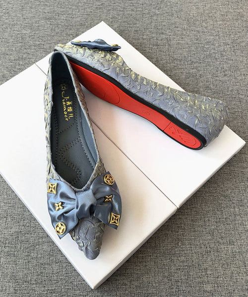 Chic Shoes Bow Black Pointed Flat Splicing Toe FashionChic