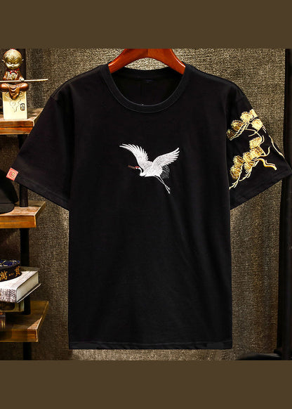 Apparel T Men Summer Shirts Embroideried Chic Black FashionChic