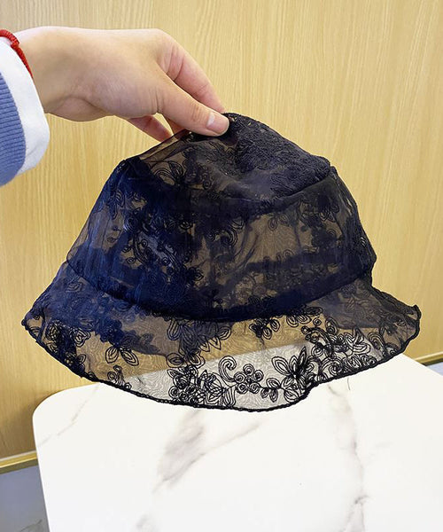 Lace Bucket Hat Black Embroidered Chic FashionChic