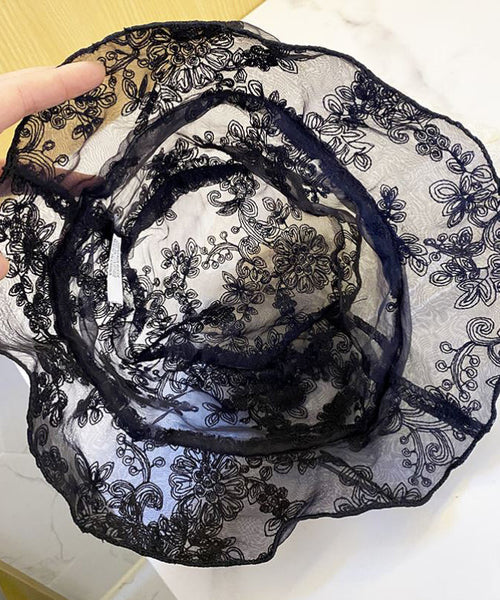 Lace Bucket Hat Black Embroidered Chic FashionChic