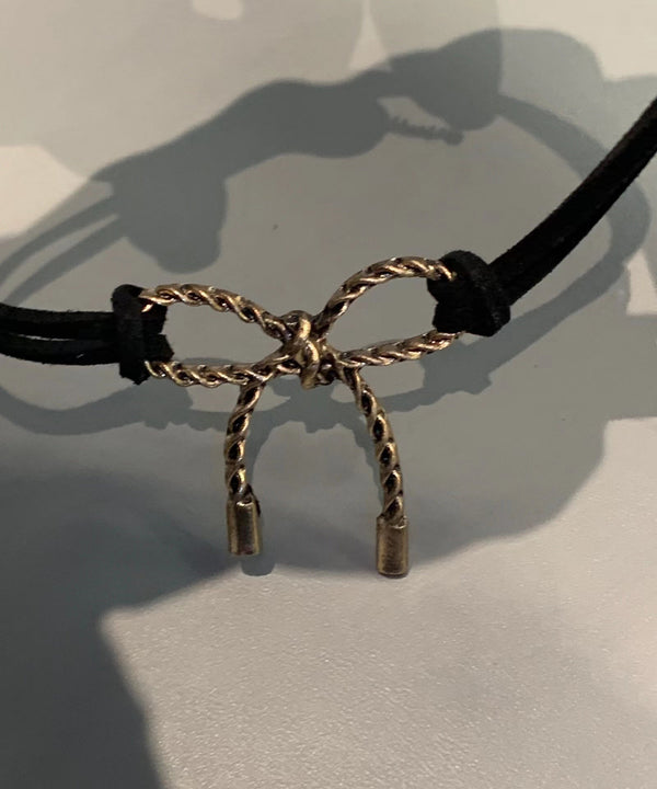 Chic Black Make Old Black Gold Bow Pendant Necklace GH1052 Ada Fashion