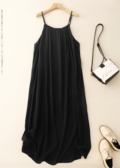 Strap Chiffon Black Chic Dress Oversized Summer Spaghetti FashionChic