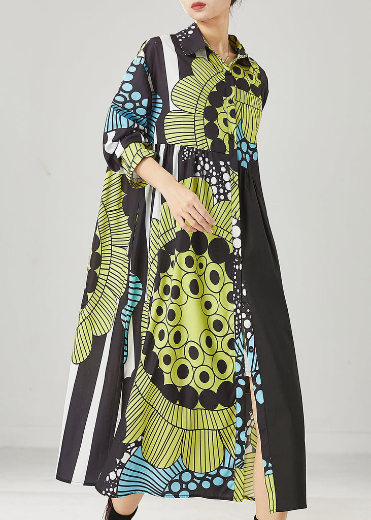 Chic Black Oversized Print Cotton Maxi Dresses Spring YU1036 Ada Fashion