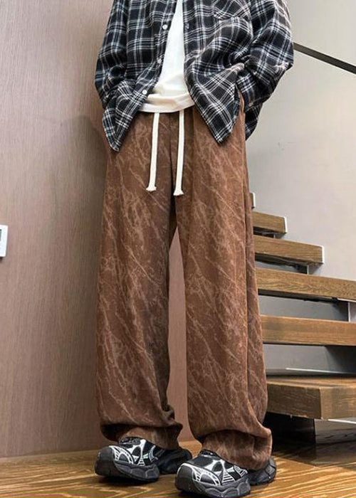 Chic Black Pockets Lace Up Corduroy Men Pants Spring RM047 ABC