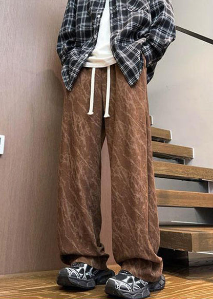 Chic Black Pockets Lace Up Corduroy Men Pants Spring RM047 ABC