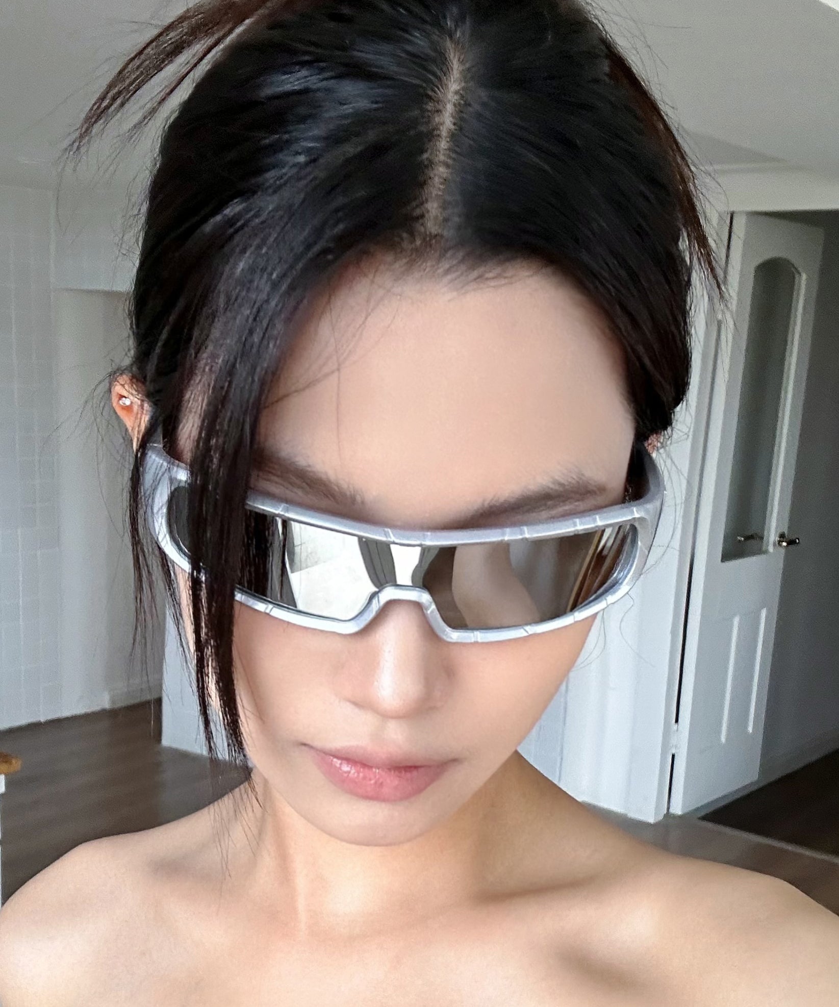 Chic Black Windproof Concave Design Sunglasses XS1055 Ada Fashion