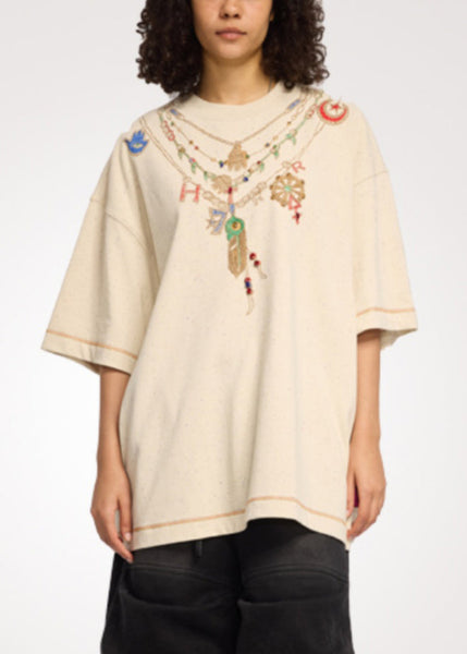 Chic Black Zircon Loose Cotton Men T Shirt Summer LK062 Men-Silk-MENT240630