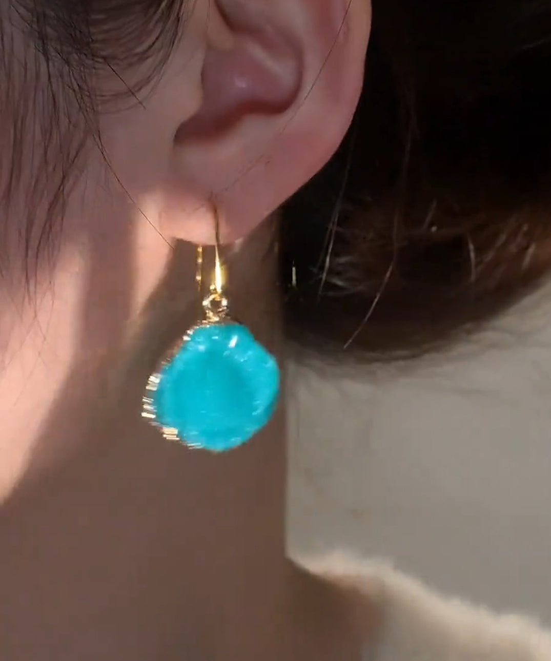 Gem Copper Earrings Chic Asymmetrical Alloy Stone Drop Blue FashionChic
