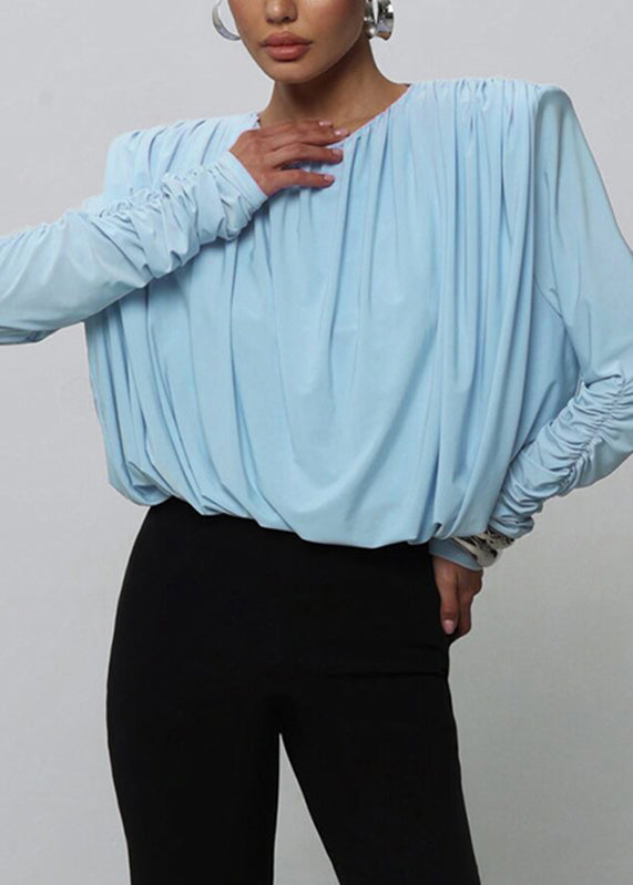 Chic Bodysuit Blue Fall Backless O-Neck FashionChic