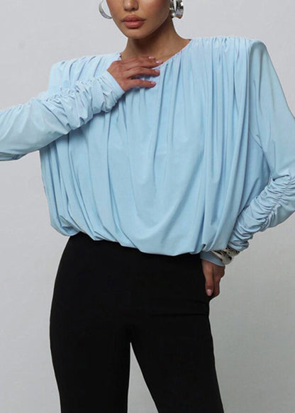 Chic Bodysuit Blue Fall Backless O-Neck FashionChic