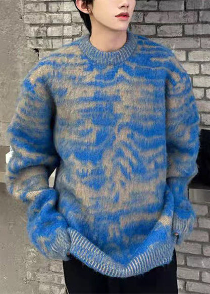 Chic Blue O Neck Cozy Ma Hai Mao Mens Sweaters Fall QH026 MENSW241019