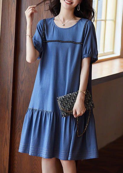 Chic Blue Patchwork Rivet Holiday Long Dress Summer WW050 OL-SDL240812