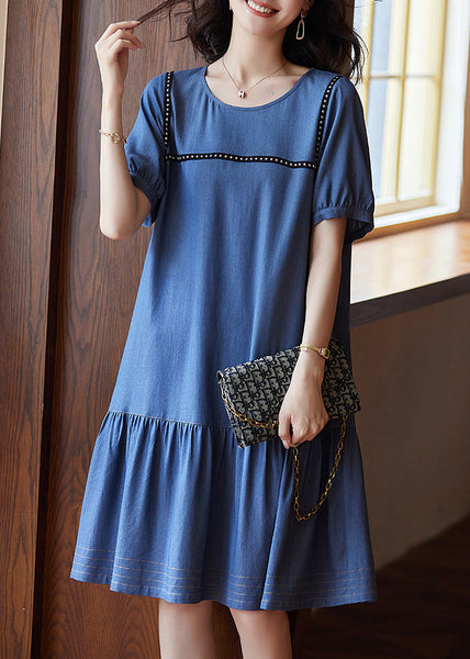 Chic Blue Patchwork Rivet Holiday Long Dress Summer WW050 OL-SDL240812