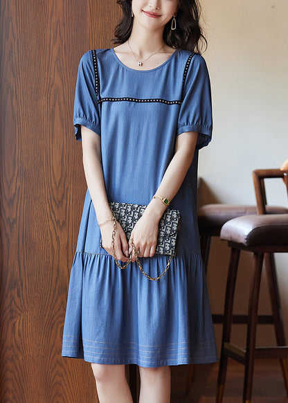 Chic Blue Patchwork Rivet Holiday Long Dress Summer WW050 OL-SDL240812