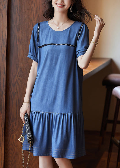Chic Blue Patchwork Rivet Holiday Long Dress Summer WW050 OL-SDL240812