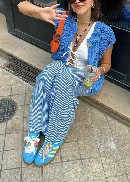 Chic Blue Pockets Button Knit Vest Sleeveless QY012 BB-ZS-WM-VTP241002