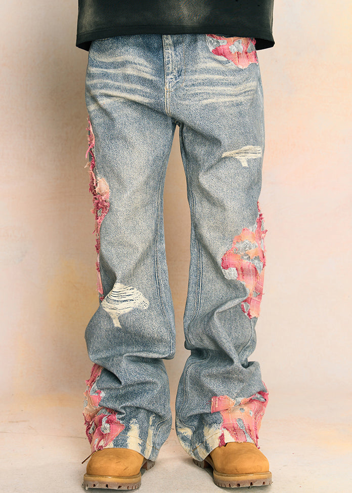 Chic Blue Print Pockets High Waist Denim Pants Fall AW1009 OM-NZ240827