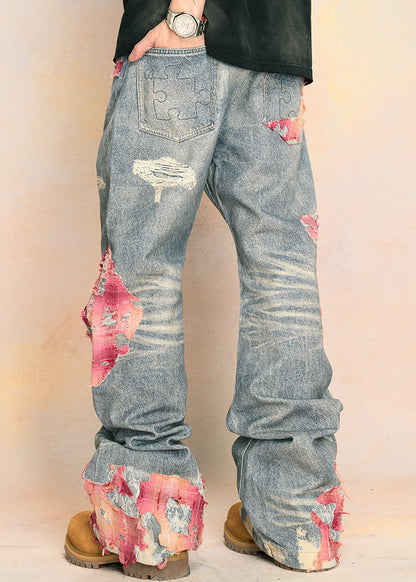 Chic Blue Print Pockets High Waist Denim Pants Fall AW1009 OM-NZ240827
