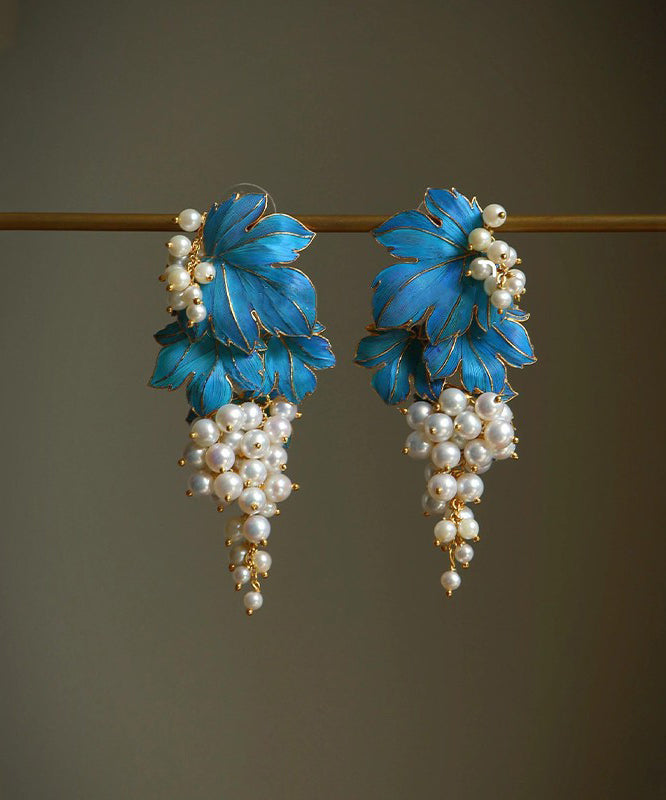 Drip Overgild Stud Sterling Earrings Chic Glaze Grape Silver Blue FashionChic