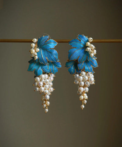 Drip Overgild Stud Sterling Earrings Chic Glaze Grape Silver Blue FashionChic