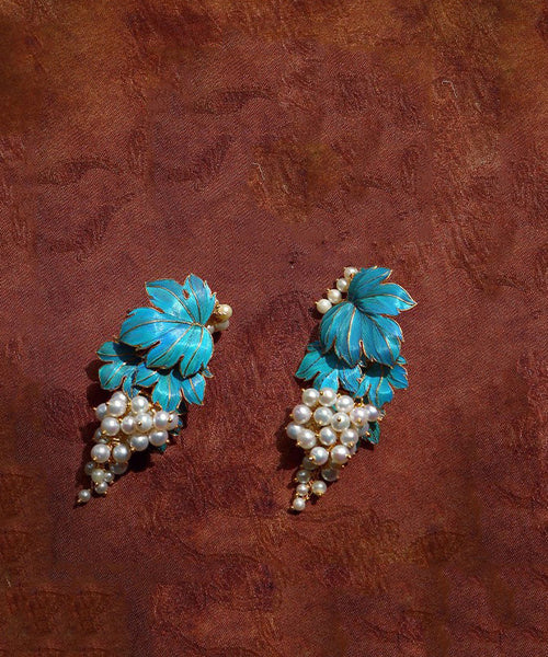 Drip Overgild Stud Sterling Earrings Chic Glaze Grape Silver Blue FashionChic