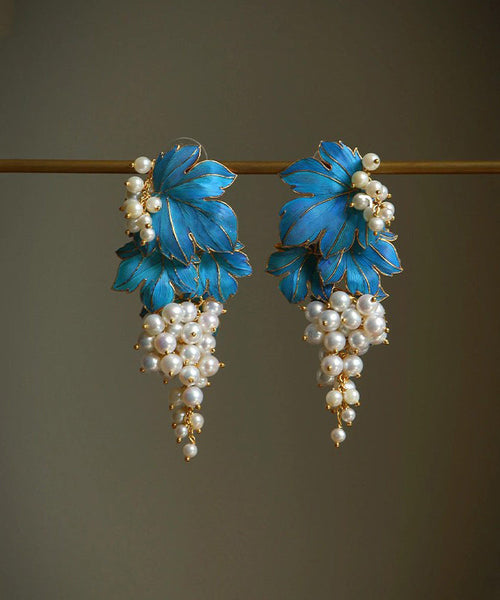 Drip Overgild Stud Sterling Earrings Chic Glaze Grape Silver Blue FashionChic