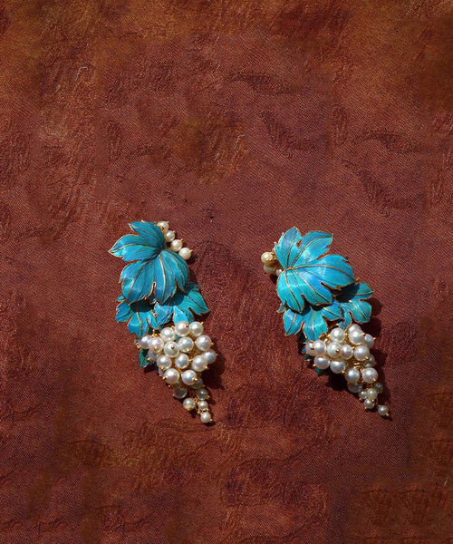 Drip Overgild Stud Sterling Earrings Chic Glaze Grape Silver Blue FashionChic