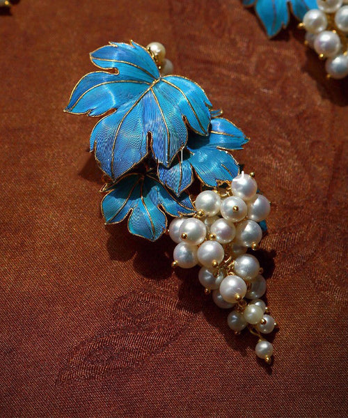 Drip Overgild Stud Sterling Earrings Chic Glaze Grape Silver Blue FashionChic