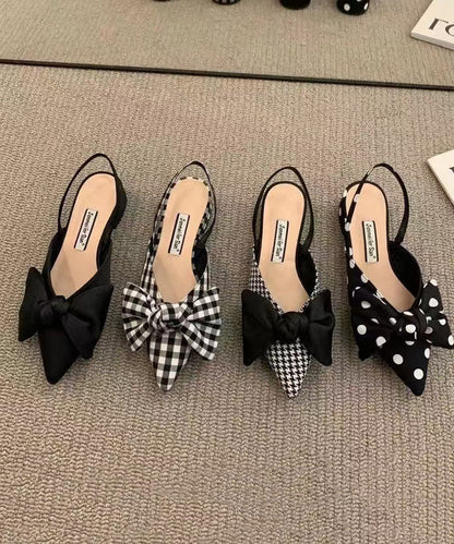 Chic Fabric Cotton Plaid Bow Splicing Chunky Sandals Big FashionChic