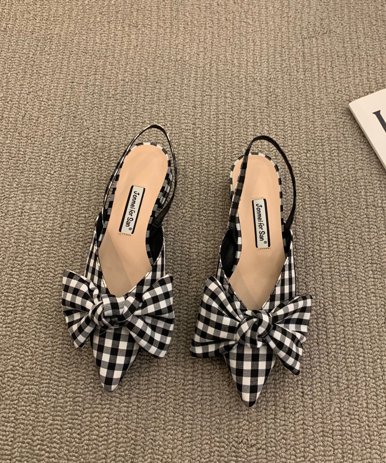 Chic Fabric Cotton Plaid Bow Splicing Chunky Sandals Big FashionChic