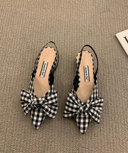Chic Fabric Cotton Plaid Bow Splicing Chunky Sandals Big FashionChic