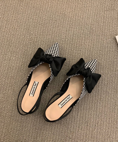 Chic Fabric Cotton Plaid Bow Splicing Chunky Sandals Big FashionChic