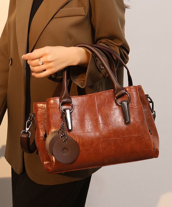 Chic Brown Chain Linked Faux Leather Tote Handbag UU1093 Bag-BGS240527