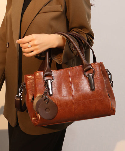 Chic Brown Chain Linked Faux Leather Tote Handbag UU1093 Bag-BGS240527