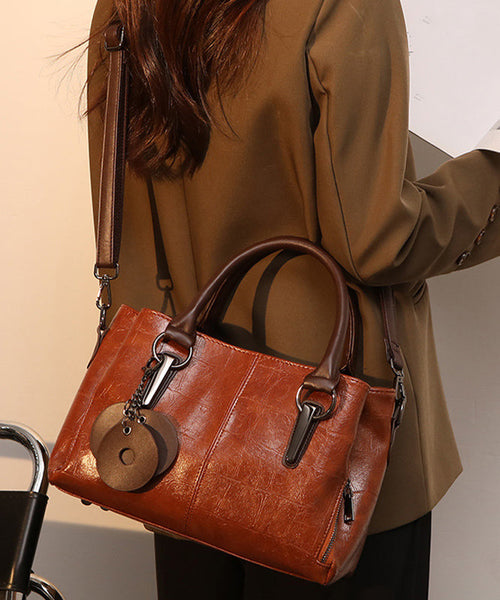 Chic Brown Chain Linked Faux Leather Tote Handbag UU1093 Bag-BGS240527