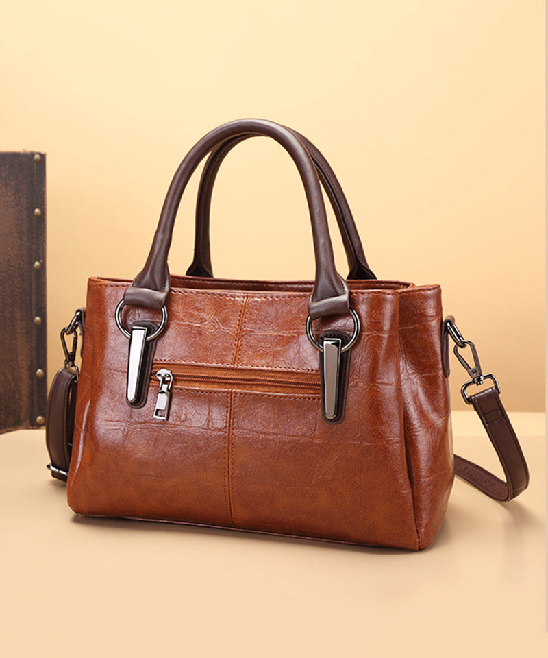 Chic Brown Chain Linked Faux Leather Tote Handbag UU1093 Bag-BGS240527