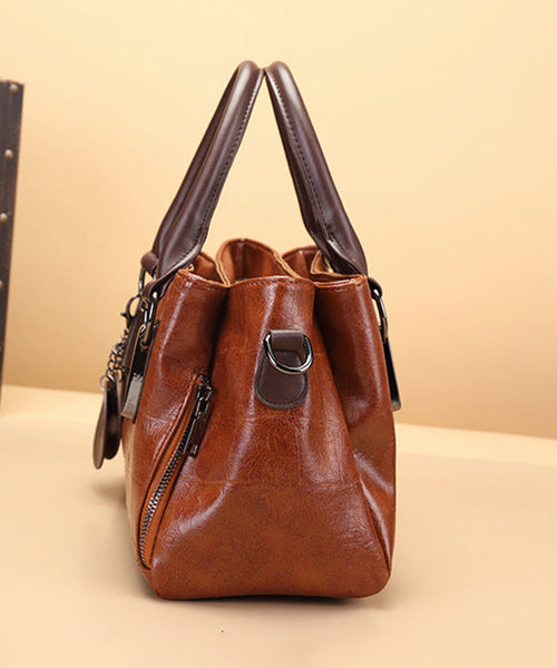 Chic Brown Chain Linked Faux Leather Tote Handbag UU1093 Bag-BGS240527