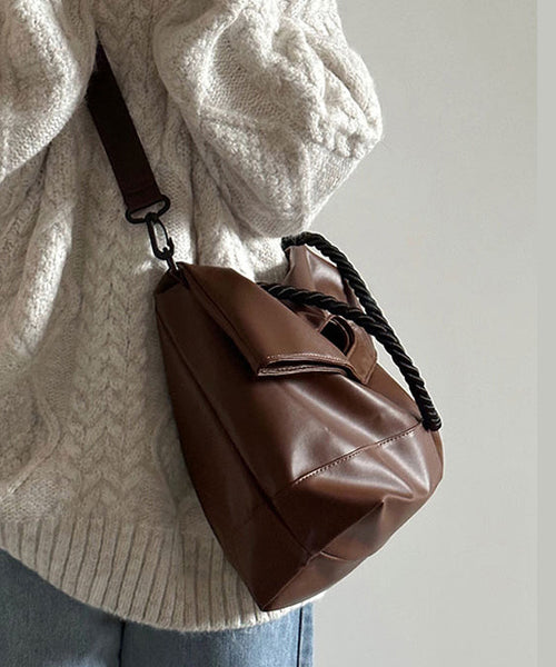 Chic Brown Large Capacity Faux Leather Messenger Bag WI043 Bag-BGS241105