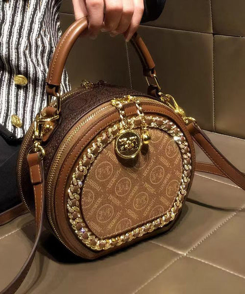 Chic Brown Patchwork Faux Leather Messenger Bag RB040 ABC