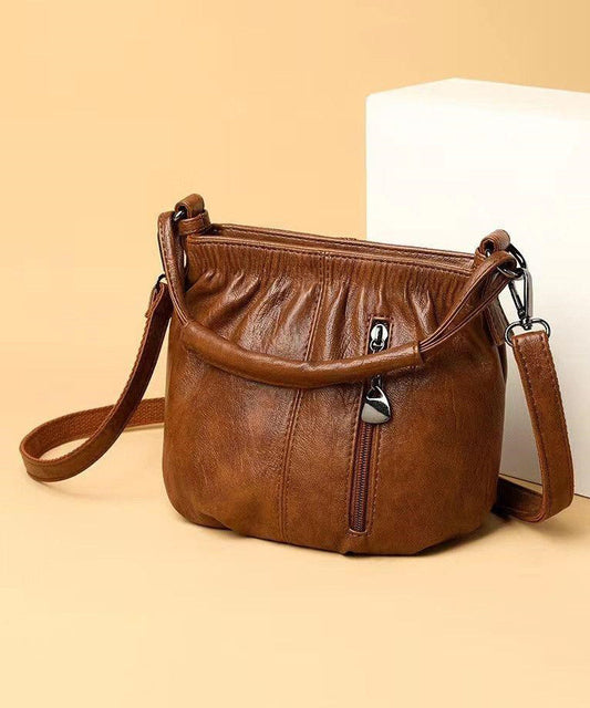 Chic Versatile Leather Faux Shoulder Brown Bag FashionChic