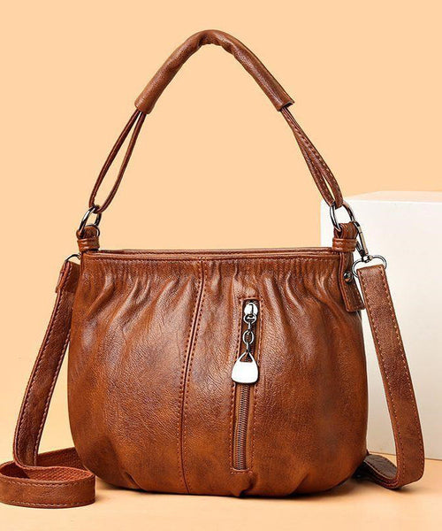 Chic Versatile Leather Faux Shoulder Brown Bag FashionChic