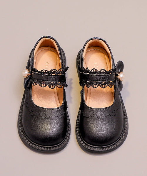 Leather Kids Chic Faux Girls Loafers Beige Strap Buckle FashionChic