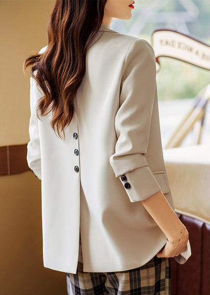 Chic Coffee Peter Pan Collar Pockets Button Suit Coat Fall RS038 ABC