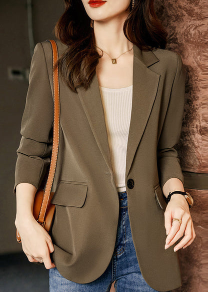 Chic Coffee Peter Pan Collar Pockets Button Suit Coat Fall RS038 ABC