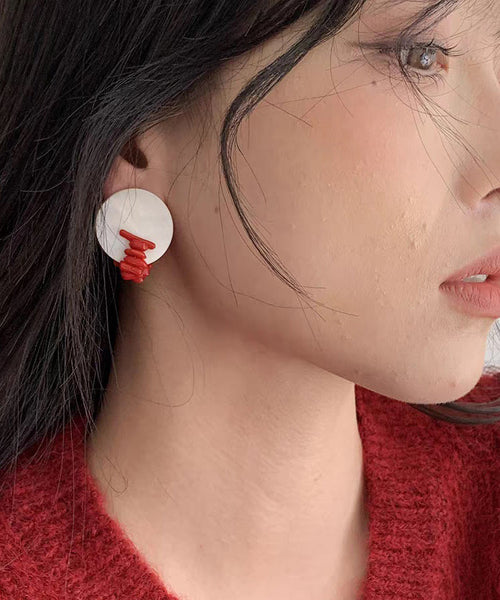 Alloy Chic Earrings Shell Colorblock Stud FashionChic