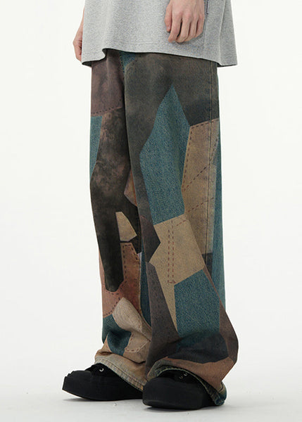 Chic Colorblock High Wais Patchwork Men Pants SA025 Men-casual-MENP240726