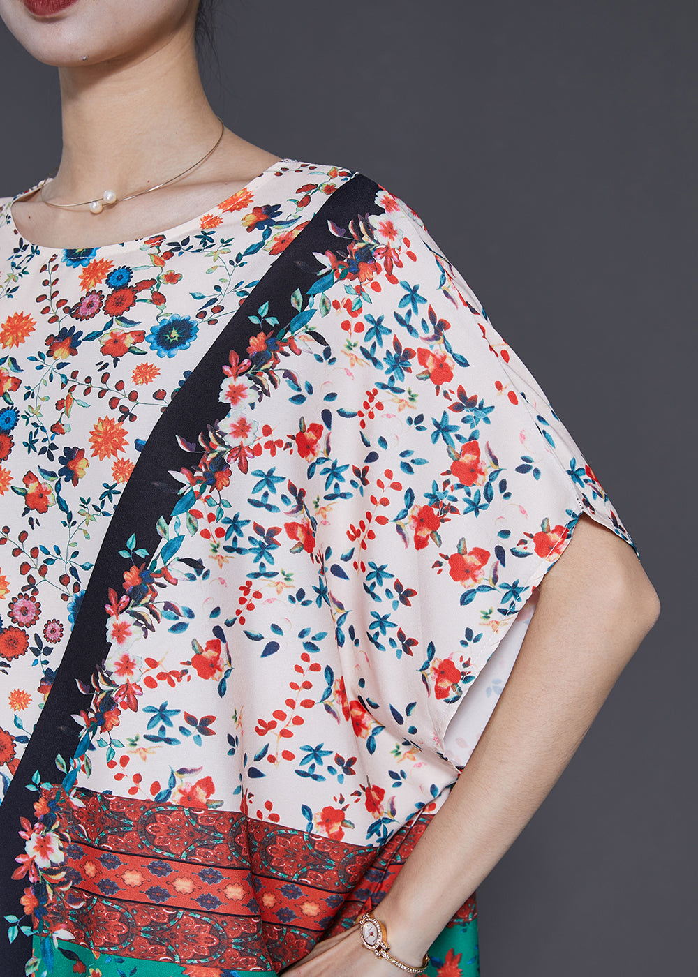 Chic Colorblock Oversized Print Cotton Dress Summer SD1037 Ada Fashion