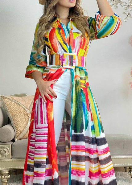 Chic Colorblock Peter Pan Collar Print Cotton Shirts Dresses Spring WW1041 Ada Fashion