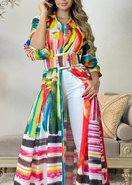 Chic Colorblock Peter Pan Collar Print Cotton Shirts Dresses Spring WW1041 Ada Fashion