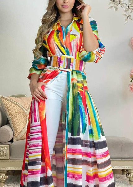 Chic Colorblock Peter Pan Collar Print Cotton Shirts Dresses Spring WW1041 Ada Fashion